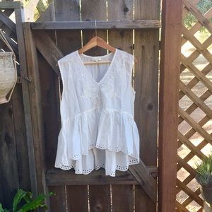 {Max Studio} Embroidered peplum top